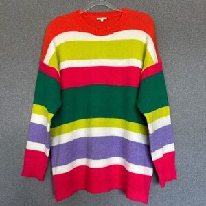 Jodifl size L pull on sweater colorful striped wool blend oversized